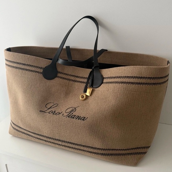Loro Piana Beige and Black Tote - Picture 2 of 11